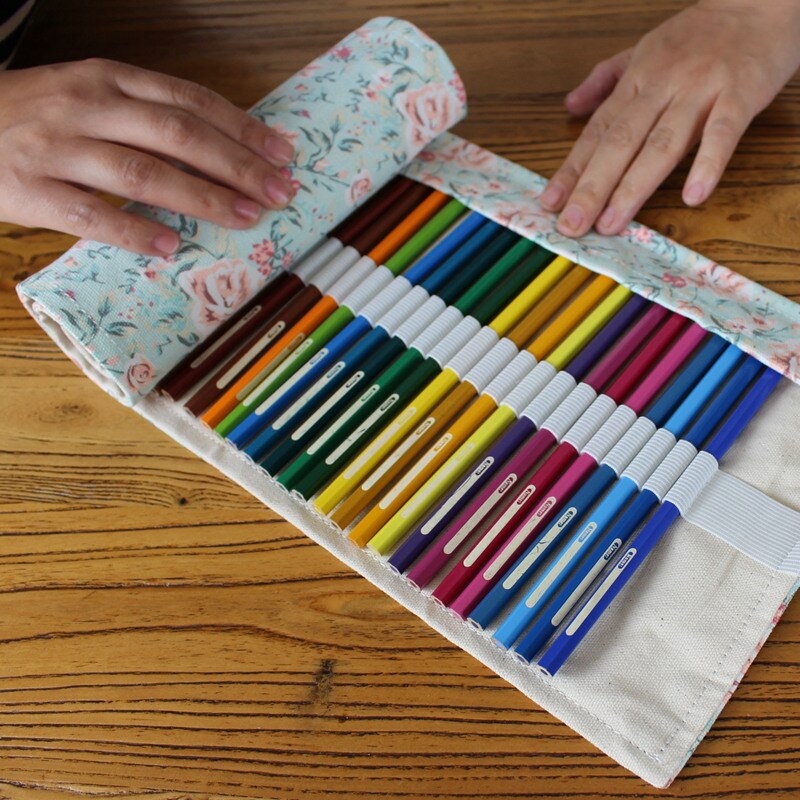 Penalhus 36/48/72 huller kalemlik canvas wrap roll up blyantpen taskeholder sag opbevaringspose bærbar skolekontorartikler