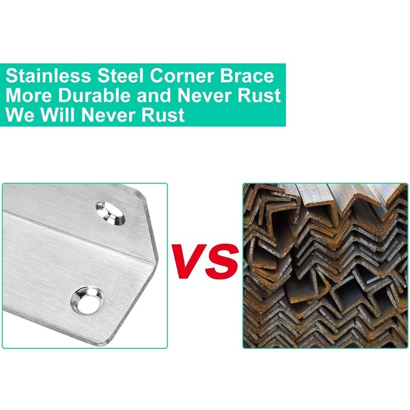 30Pcs Stainless Steel Angle Brackets, 90 Degree Inner Angle Brackets, L-Shaped Bracket Connection Fasteners