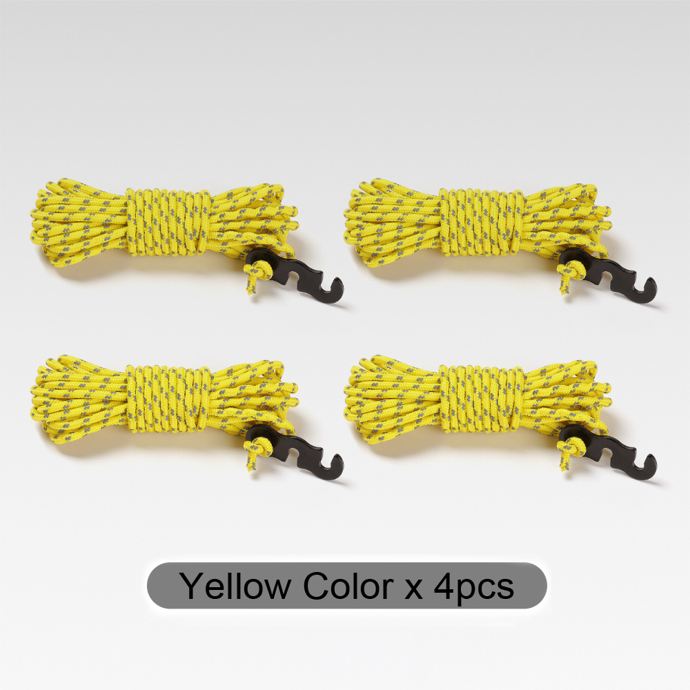 Cordes de tente réfléchissantes pour l'extérieur, 4 pièces, corde de Camping avec ajusteur de lignes en aluminium, pochette de tendeur pour auvent de bâche de tente: Argent