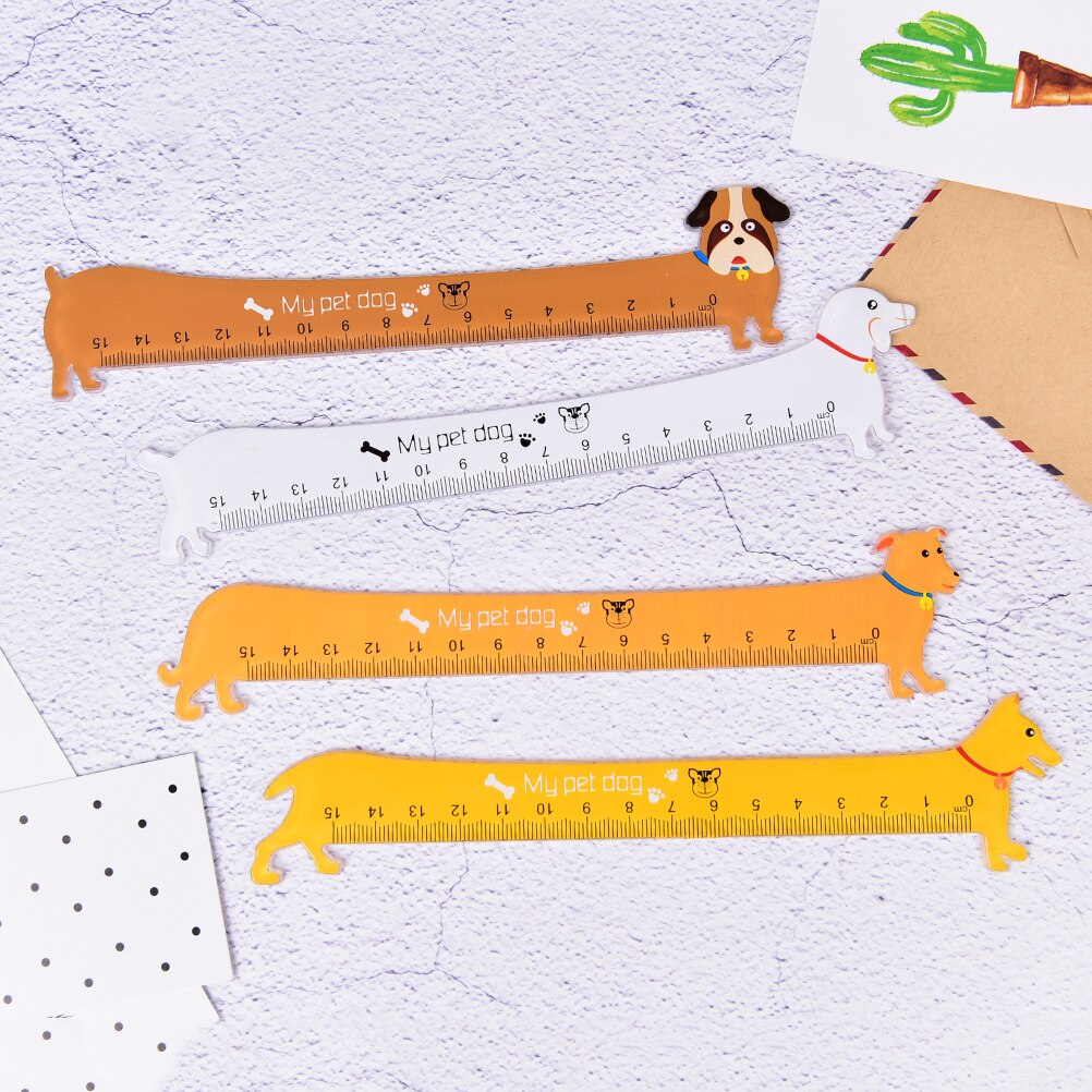 Kawaii mignon beau chiot chien en plastique règle droite étude étudiant papeterie fournitures scolaires