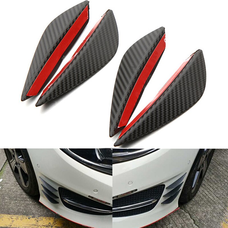 Yolu Black Carbon Fiber Car Spoiler Canards Fit Front Bumper Lip