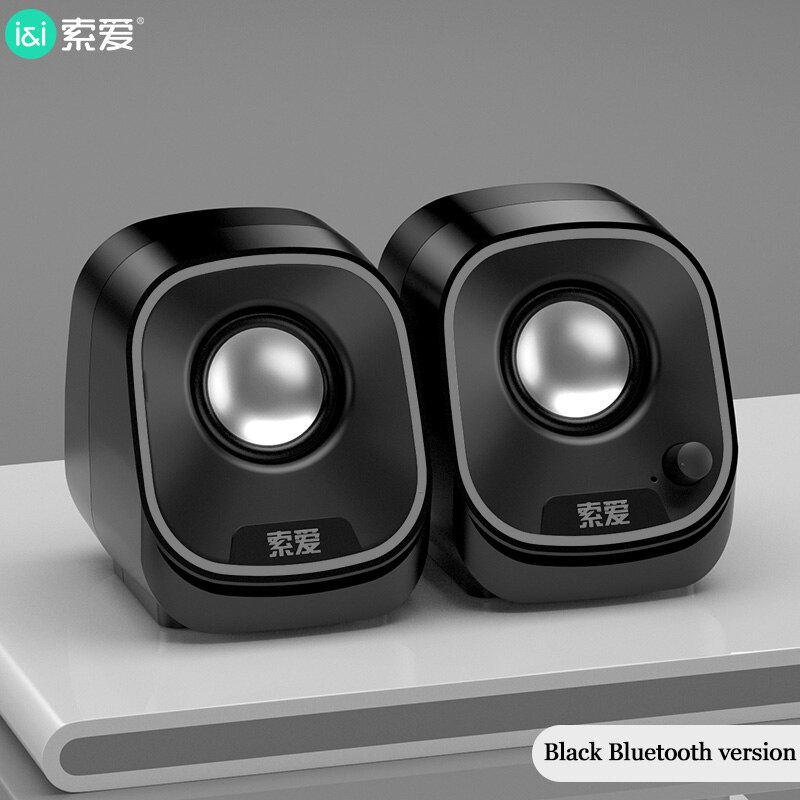 Haut-parleur USB pour ordinateur portable, PC, téléphones, caisson de basses, sans fil, lecteur de musique, Audio, basses profondes, Bluetooth: Black Bluetooth