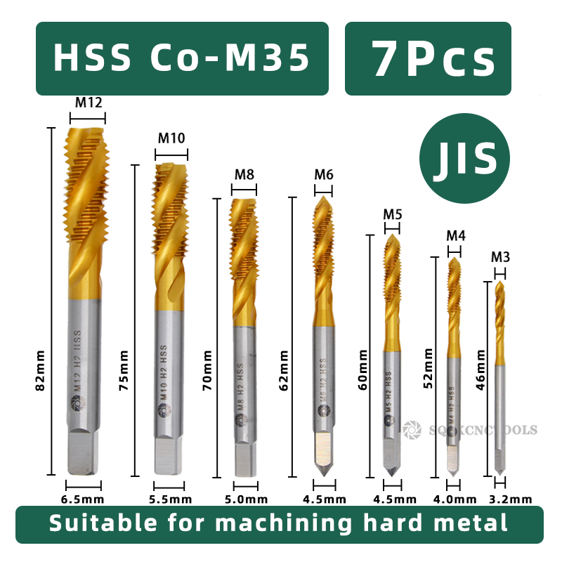 Máquina SIQICNC, rosca de tornillo, enchufe métrico, grifos de tornillo, juego de M3-M12, juego de taladro de rosca M3 M4 M5 M6 M8 M10 M12, grifo de máquina: Marfíl