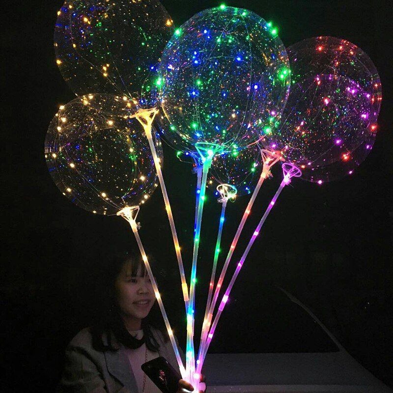 20 tums handtag led ballong lysande genomskinlig helium bobo ballonger bröllop födelsedagsfest dekorationer barn led ljus ballong