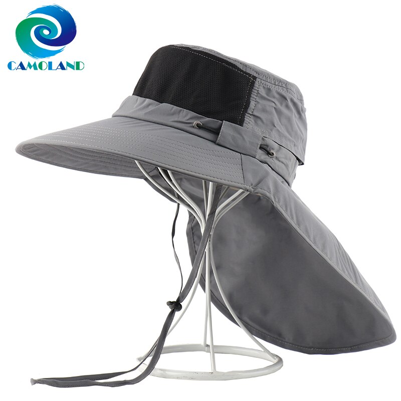 Camoland Herfst Zonnehoed Mannelijke Upf 50 + Wandelen Emmer Hoed Outdoor Lange Brede Rand Vissen Caps Met Nek Flap boonie Hoeden
