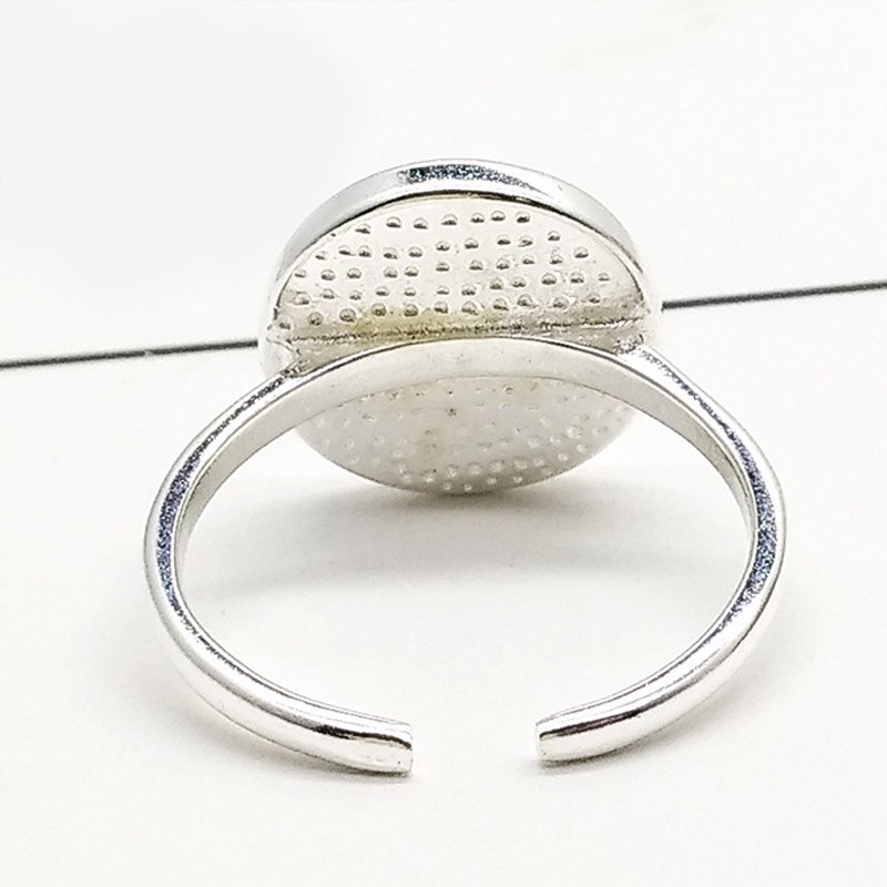 1PC Round Circle Black Open Valentines Ring White Unique Adjustable Exquisite Marbled Stone