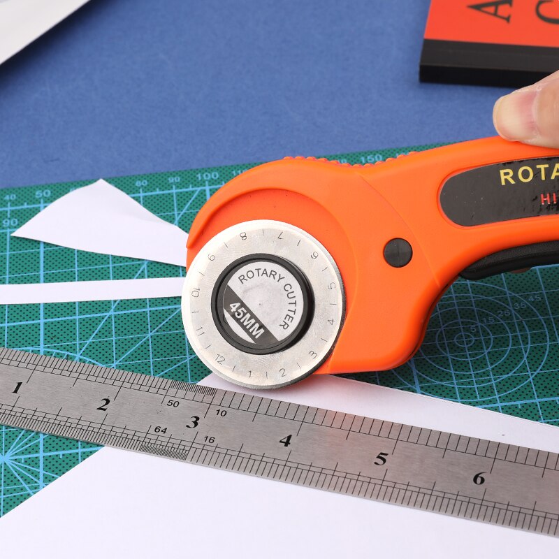 LMDZ Rotary Cutter with Circular Blade Fabric Cutter Stainless steel straight ruler Grid Lines Cutting Mat for Leather Tools