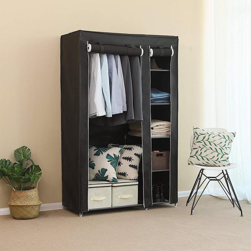 Wardrobe Multi-function Storage Clothes Shoe Storage Cabinet Single Door ClotheSimple Style Wardrobe Five-layer Black Shoe Rack