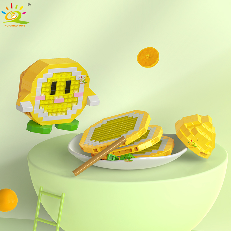 HUIQIBAO Mini Cute Fruit Micro Building Blocks 3D Diamond Model Lemon Bricks DIY City Construction Toys for Children Kids