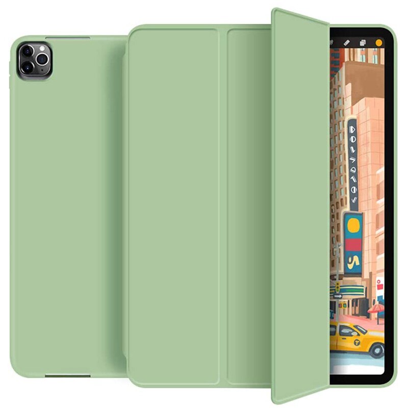 Waterproof Protect Case for Apple iPad Pro 11 ) Smart Cover with Pencil Holder: Lawngreen
