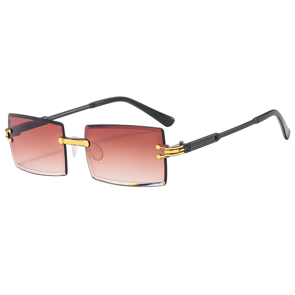 Gafas de sol sin montura a la , protección UV para hombres y mujeres, gafas de sol rectangulares sin marco a la , gafas de viaje de verano: Negro