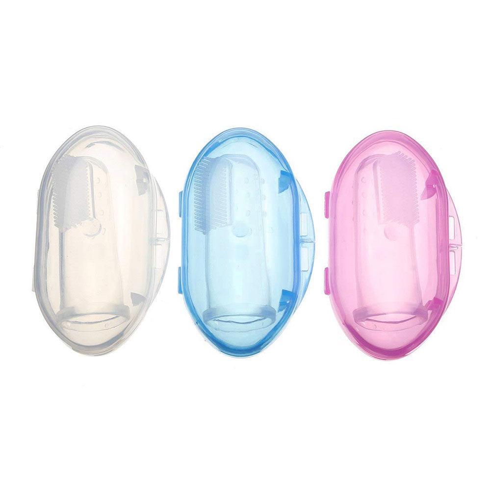 1 einstellen Weiche Baby Finger Zahnbürste Und Kasten Silikon Kleinkind Zahn freundlicher Weichen Pinsel Baby Zähne Silikon Zähne Pinsel Sauber b5L5