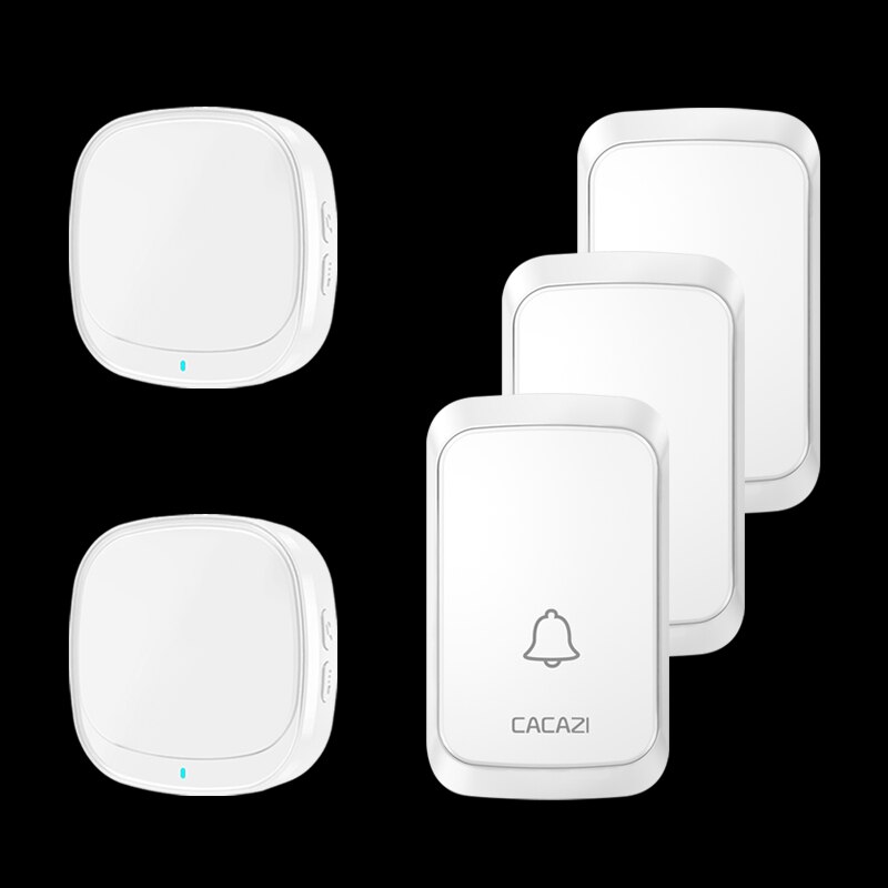 Cacazi Waterdichte Usb Draadloze Deurbel 300M Range Thuis Intelligente Deurbel 60 Chimes 2 3 4 5 Knop 2 3 Ontvanger: Bruin