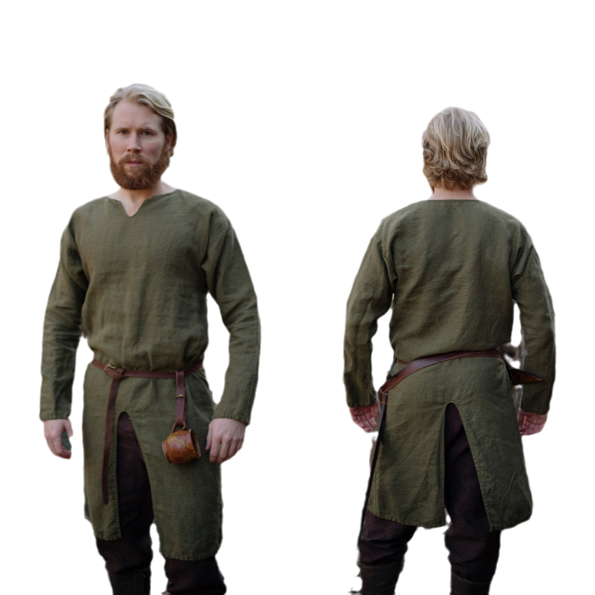 Túnica medieval de lino para hombre, sobretodo de basura, disfraz de tabardo de guerrero de Halloween para adulto