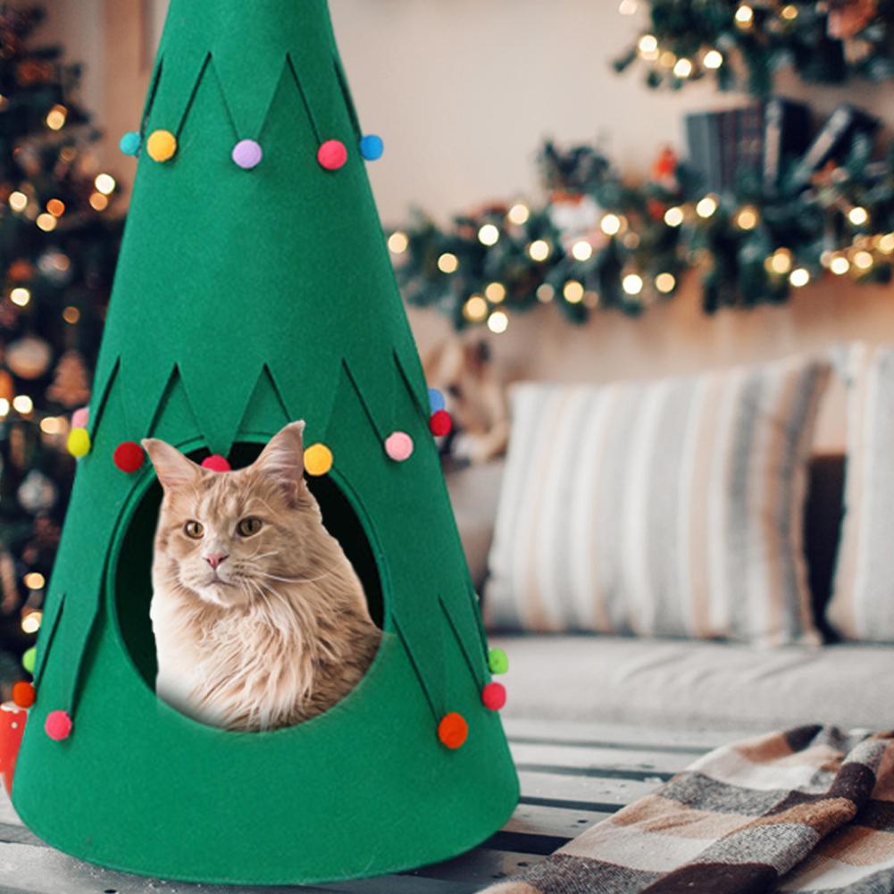 Huisdier Kat Hond Huis Kerstboom Vorm Kat Nest Warm Slapen Bed Huisdier Teepee Voor Home Decor