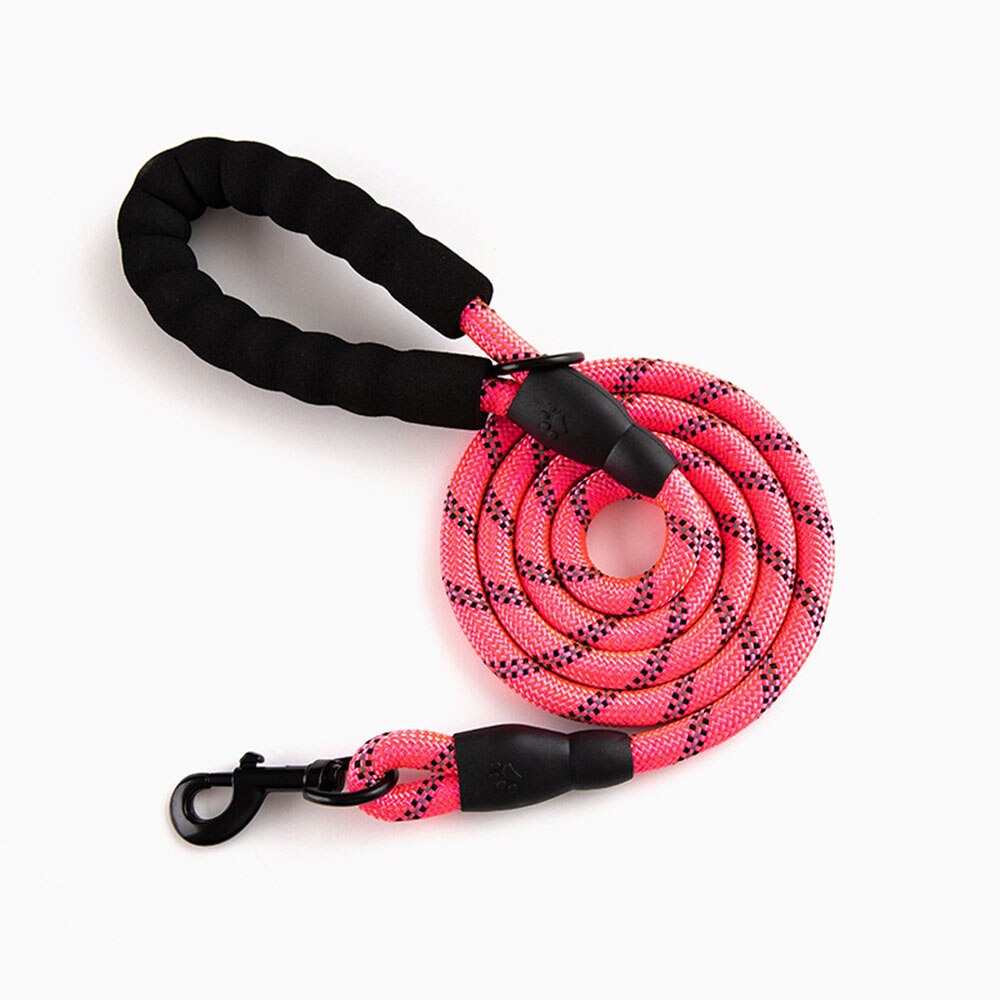 Durable Dog Leash Golden Retriever Medium Large Dog Collar Leash Reflective Lead Nylon Round Rope for Labrador Husky Rottweiler: Pink