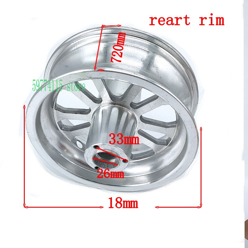 6,5 pulgadas llanta de rueda delantera 90/65-6,5/llanta para rueda trasera 110/50-6,5 sin de aluminio de cubo de rueda delantera de montaje de Scooter con eje: rear rims