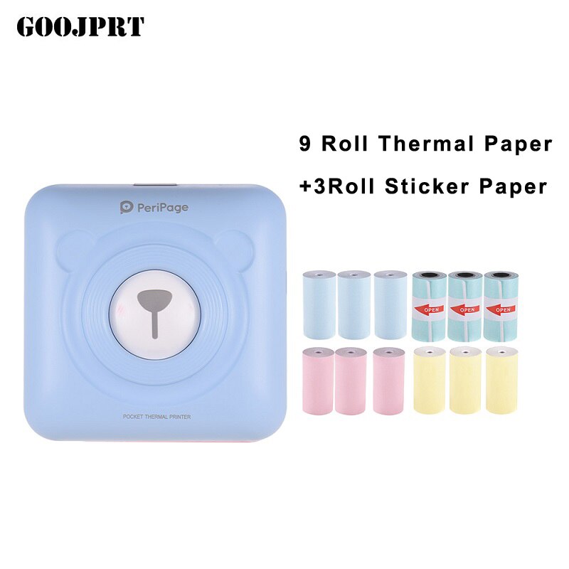 Mini POS Portable Printer Pocket Mobile Thermal Bluetooth 58mm Mini Wireless POS Thermal Photo Printer for Android iOS Phone: BL-12Rolls Paper