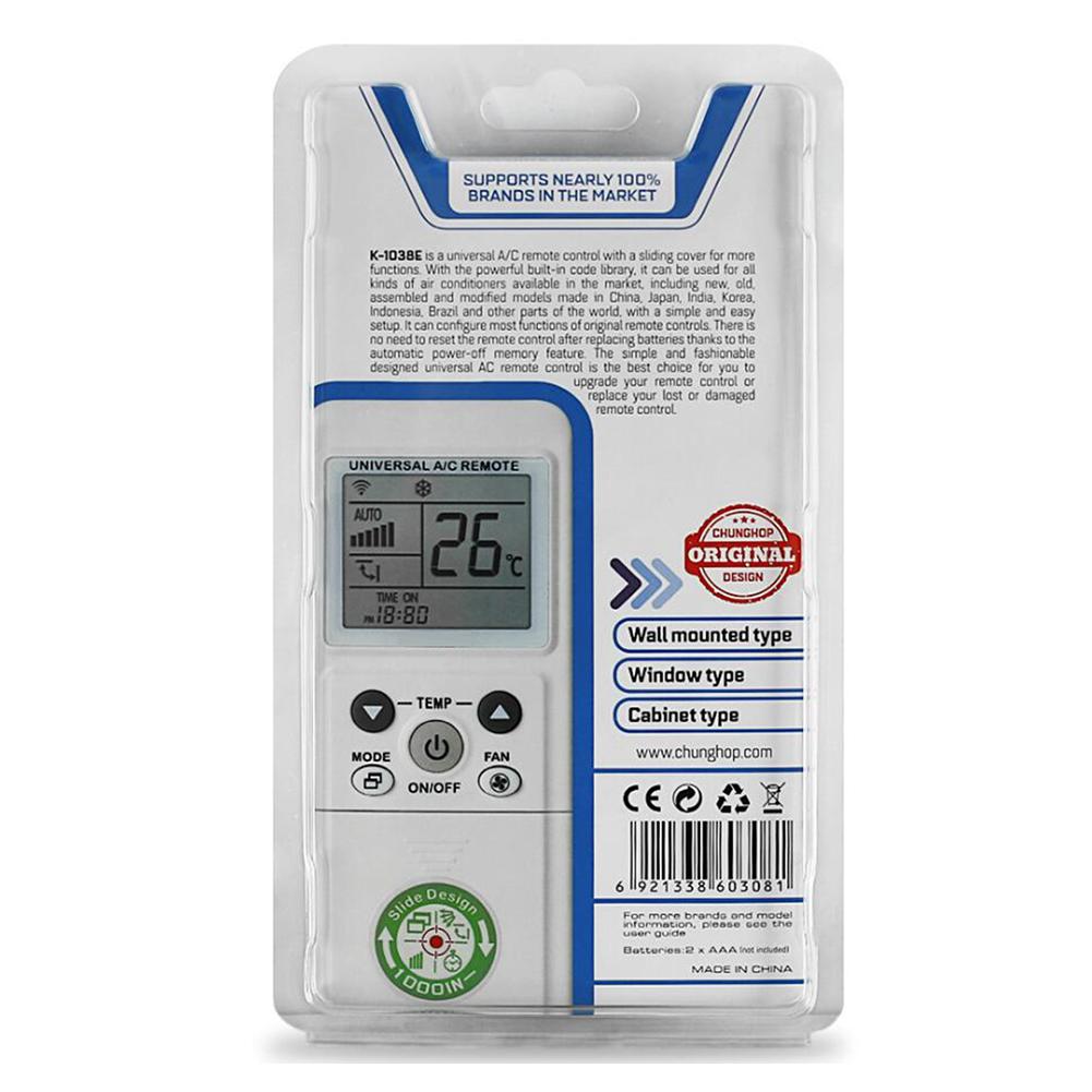 Aire acondicionado K-1038E, Control remoto Universal, bajo consumo de energía, función de encendido/apagado, fácil de configurar