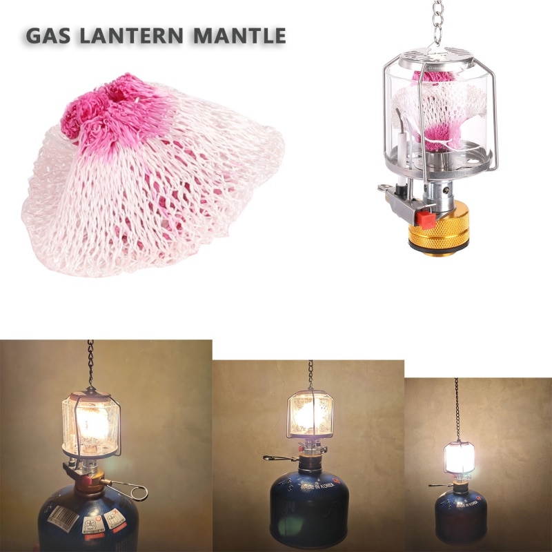 10 st gaslampa mantlar utomhus camping hängande propangas lykta med gas lampa mantlar lock