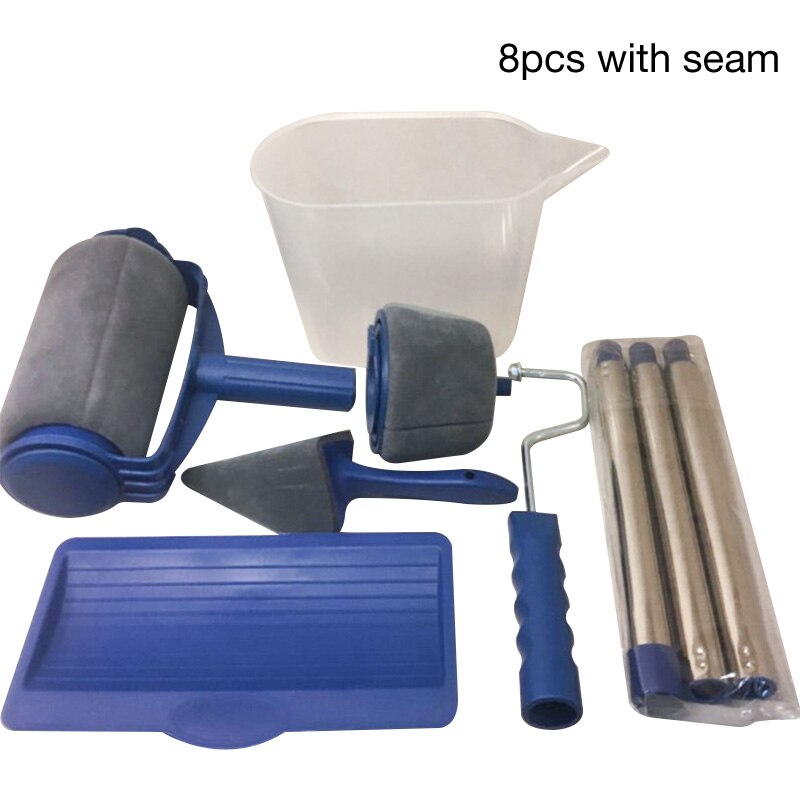 8pcs Wall Decorate Painting Roller Brush Set Paint Runner Pro Brush Kit Multifunctional House Paint Rollers Runner Pro Tools Set: 8pcs With Seam