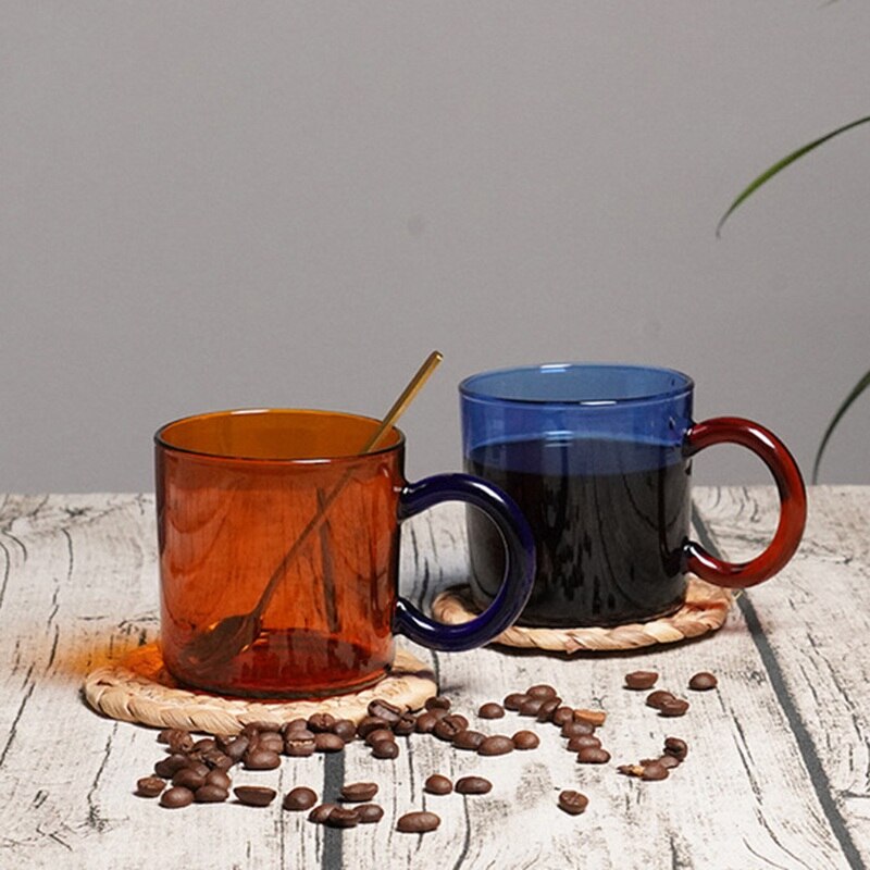 Coffee Tea Cups Heat Resistant Glass And Mugs Color Thickened Travel Coffee Mugs With The Handle Mugs Drinking Shot Glasses