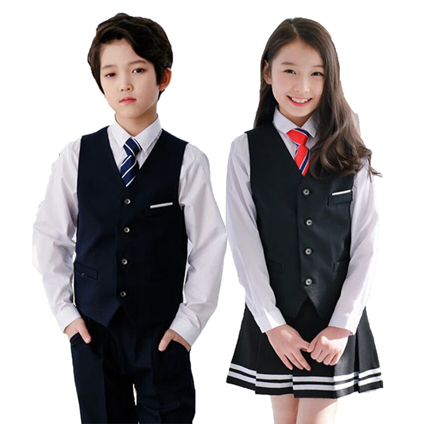 100-170cm British School Uniform for Children Teenager Student Girls Dress Blouse Set Choir Cheerleader Cheerleading Costume