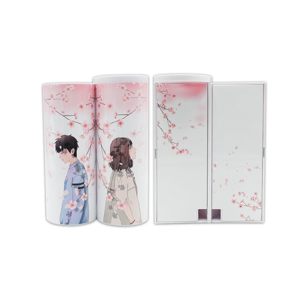 Kawaii Pencil Case Double Layer Pen Box With Mirror Calculator Whiteboard Pen Wiper For School Supplies Cosmetic case etui: C