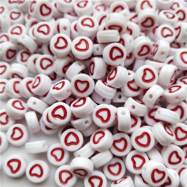 100pcs/lot 7mm Round Acrylic Spacer Beads Love Heart Beads For Jewelry Making DIY Handmade Charms Bracelet Accessories: Heart