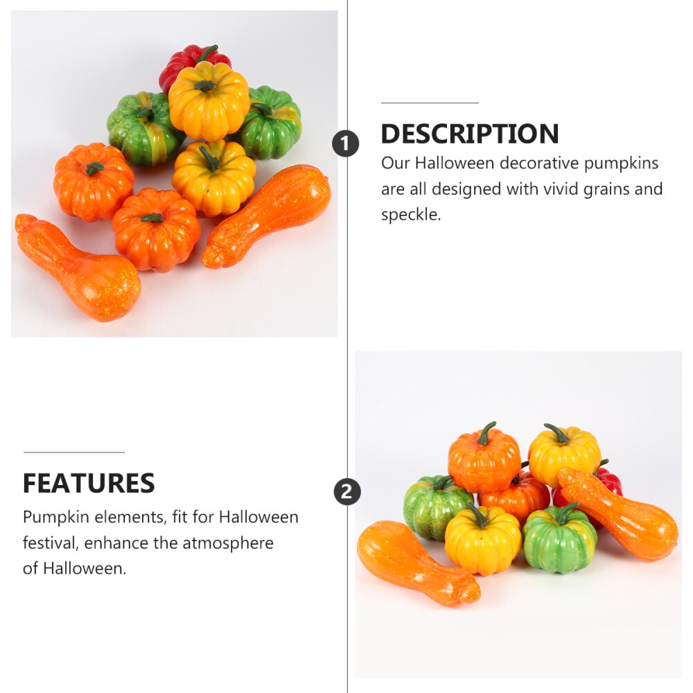 10 stuks mini-pompoen, kunstmatig pompoenornament, decoratieve pompoen in meerdere kleuren