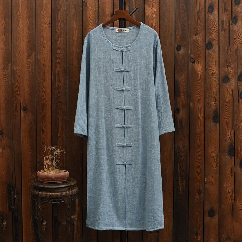 Chaqueta estilo Oriental chino para mujer, cárdigan, vestido bohemio suelto de manga larga, Kimono de lino, Vintage, Ropa de Tai Chi, Teaism, otoño