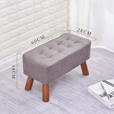 Massief Houten Schoenen Kruk Lange Bank Kruk Houten Lage Kruk Woonkamer Klein Bankje Meubels Accent Stoelen Voor Woonkamer leisure: Short gray