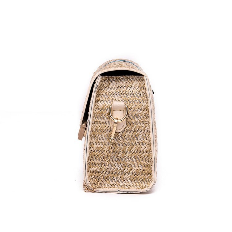 Quadratische strohtaschen für damen, sommer-rattantasche, handgefertigte gewebte strandtasche, umhängetasche, boho-handtasche, bali-reisetasche, urlaub