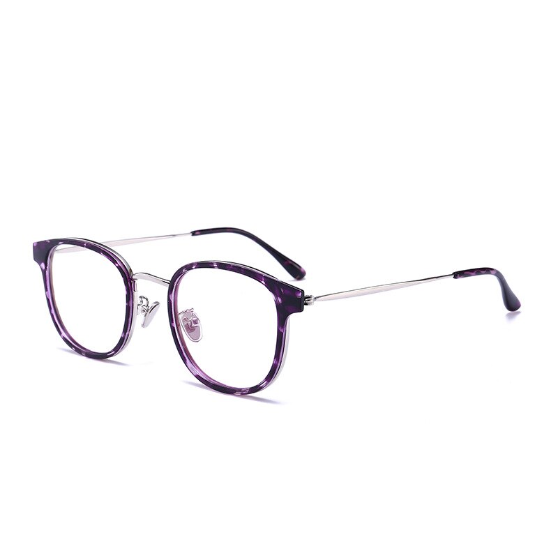 Explosion TR90 Metal Alloy Glasses Frame Men Myopia Eye Glass Prescription Eyeglasses Korean Square Optical Frames Eyewear: purple flower