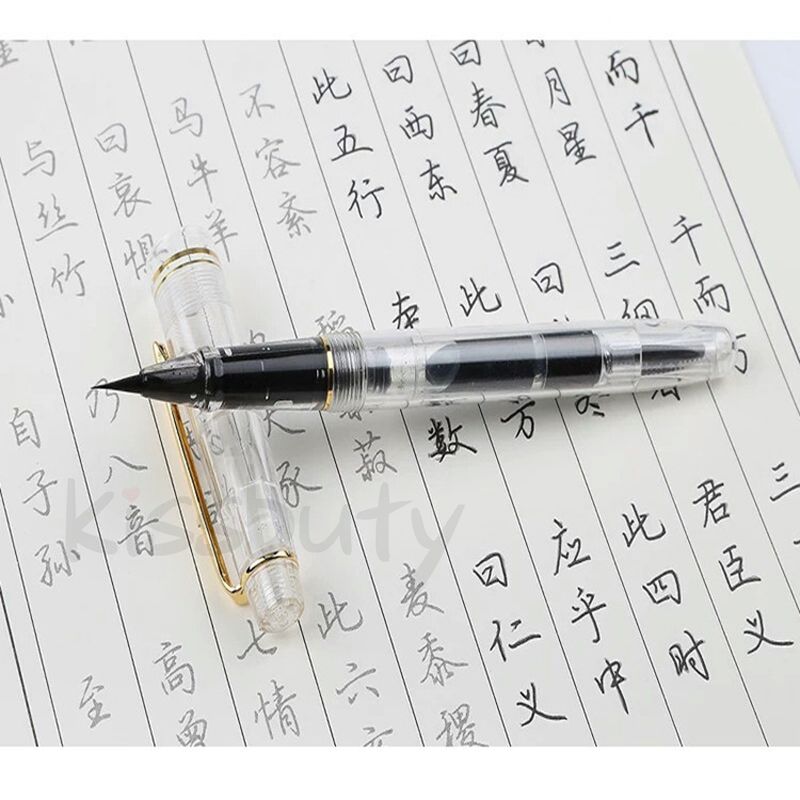 Fountains Brush Pen Transparent Gold Fountain Pen Calligraphy Soft Water Brush Drawing Writing Caligraphy Ink Pen Art Supplies