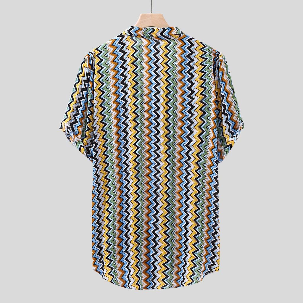 FEITONG, camisa de manga corta con estampado étnico para hombres, cuello de solapa, ropa informal suelta, Tops , camisa hawaiana Tropical para hombres, 4XL