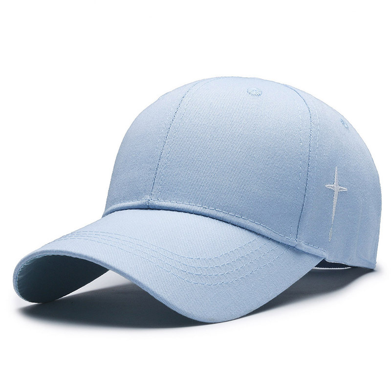 Gorras de béisbol con bordado de gota de agua cruzada Simple Unisex, sombrero informal ajustable para exteriores para primavera y otoño, sombrero protector solar: Azul cielo