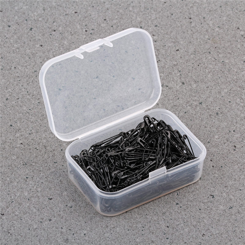 100 stykker / kasse beklædningsgenstand metal sikkerhedsnåle 20mm gylden sort sølvgrå bronze tag pins tøj hænge tag pins: Sort