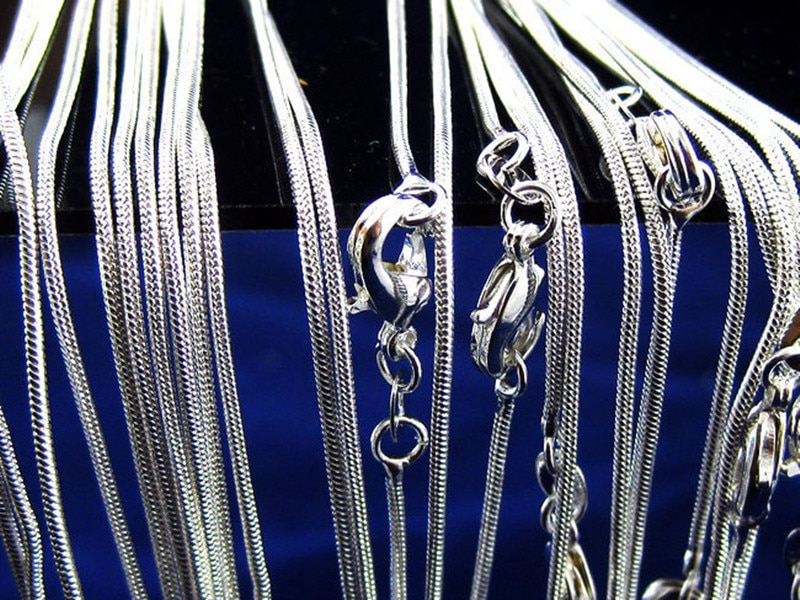 5 stk/parti  (16 18 20 22 24 tommer) smykker 925 sterling sølv kæder 1mm slangekæde halskæde smykker