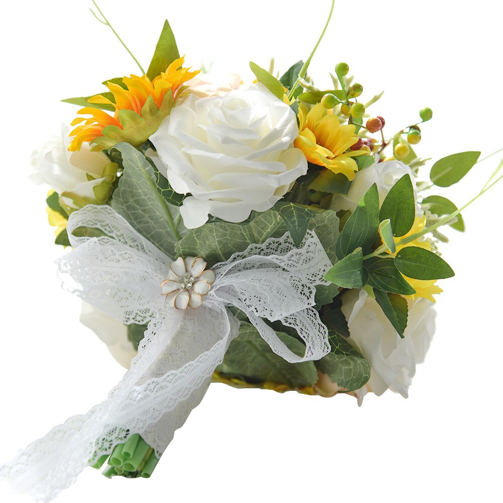 Kyunovia piękny bukiet panny młodej słonecznik i róża kwiaty ślubne bukiety ślubne bukiet ślubny dla druhen za pomocą64