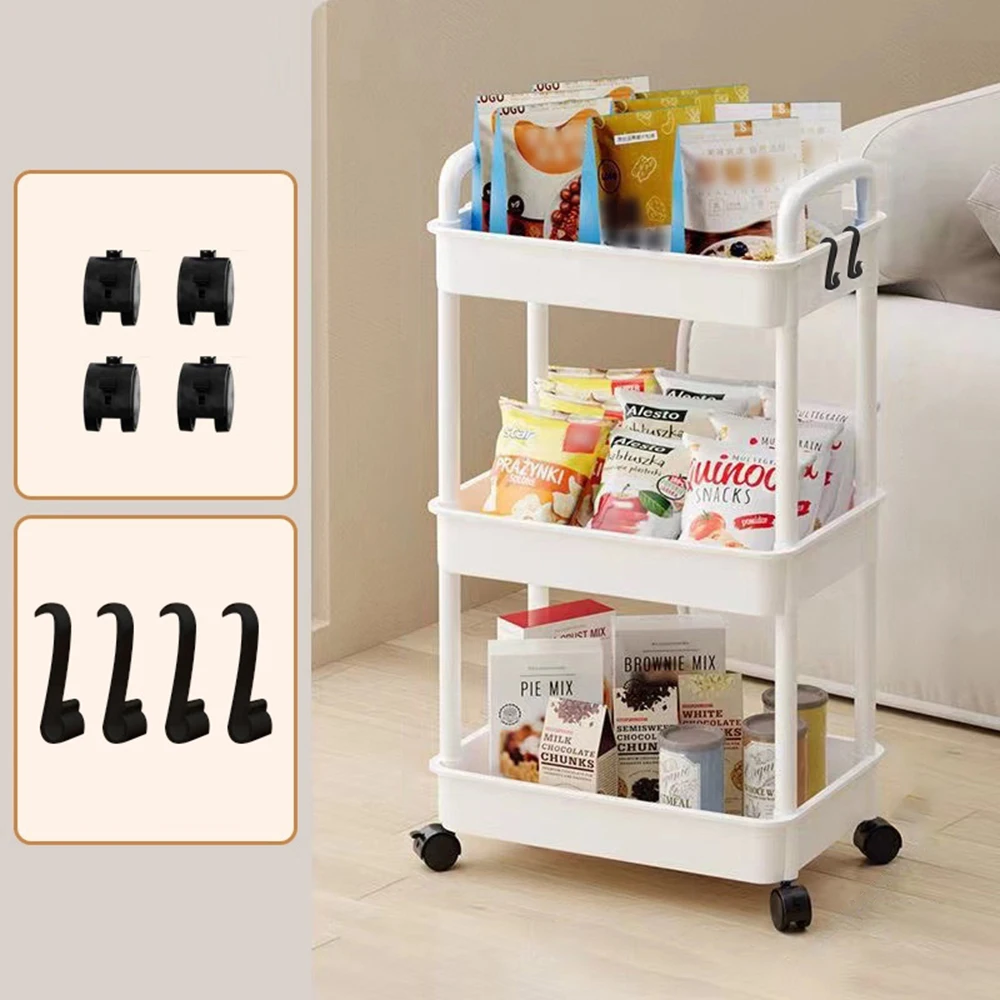Household Cart Floor Storage Rack, Multi-Functional Kitchen Storage Cart, Movable Storage With Wheels, Multi-Scene Application: GRAY