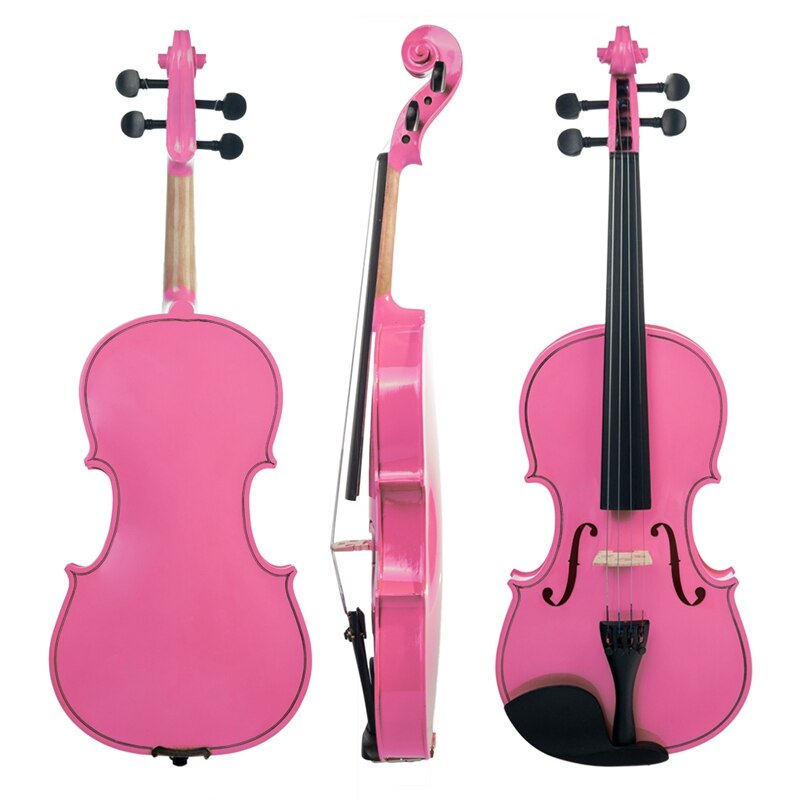 Naomi pink student violin med hårdt etui, sløjfe, kolofonium sæt