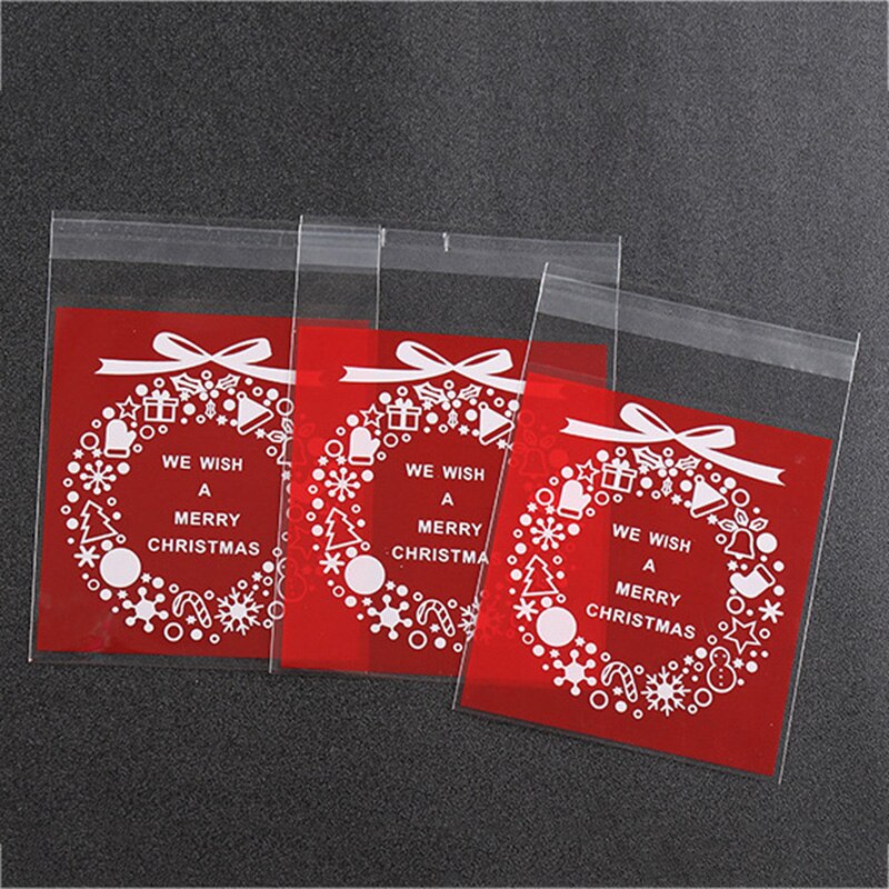 7x 7Cm/10X10Cm 100 Stuks Cookie Tassen Kerst Koekje Wrappers Clear Snoep Zakken Snoep Bar chocolade Verpakking Organisator