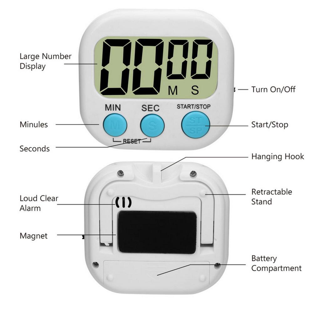 Lcd Display Kookwekker Vierkante Bakken Count Alarm Slaap Stopwatch Plastic Elektronische Componenten Brandwerende Keuken Gadgets