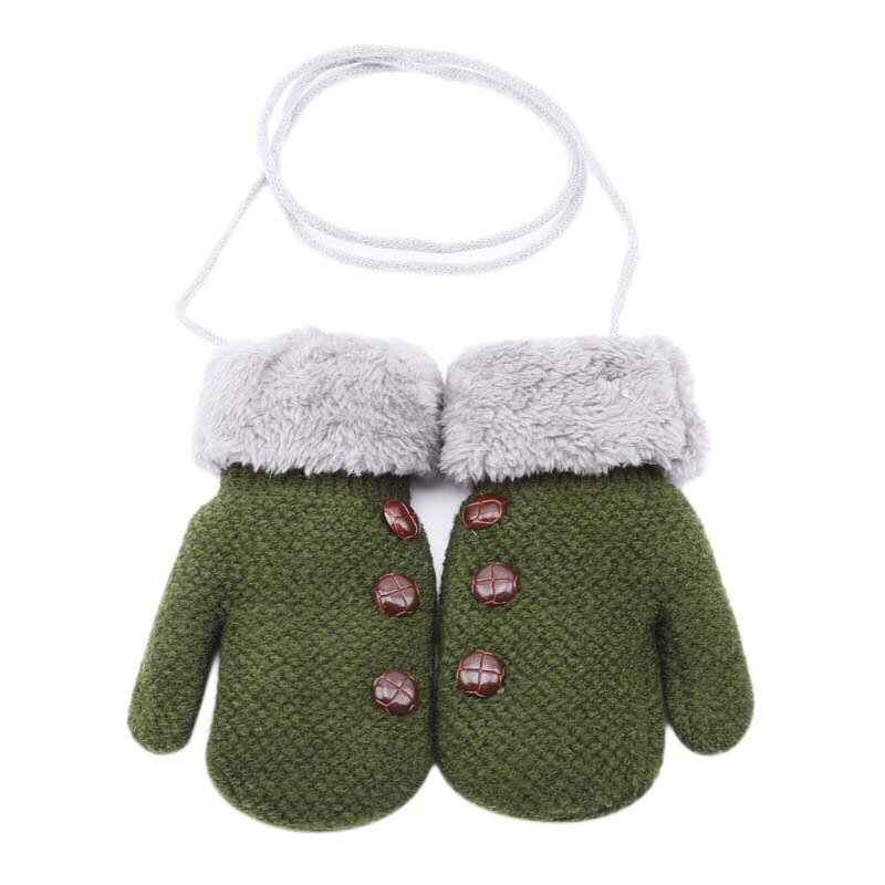 Guantes de invierno para bebés, mitones multicolores cálidos para niños, guantes cálidos para pulsera de cuerda acrílica, guantes de punto para niños, mitones de botón sólido