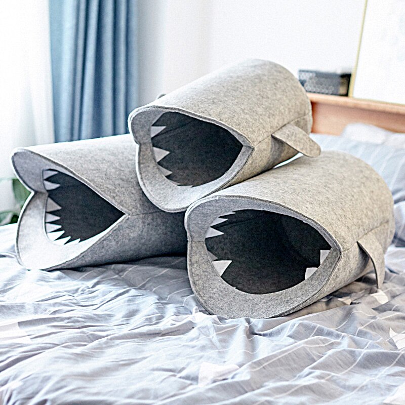 Gray Shark Mouth Shaped Folding Laundry Basket Eco-Friendly Home Toys Sundries Storage & Organization Size S/M/L 7A3033