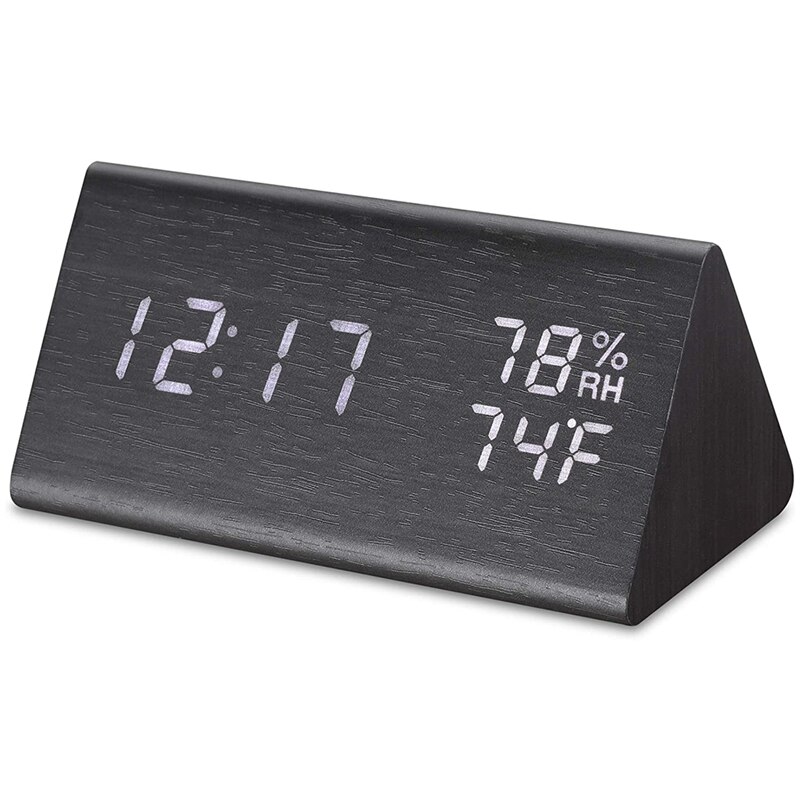 LED Digital Clock Temperature and Humidity Multifunctional Alarm Clock Office Learning Home Voice Controlled Clock: Default Title