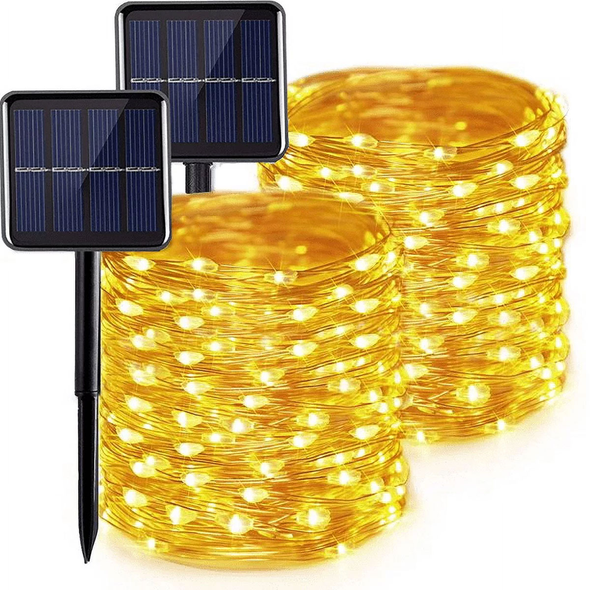Guirnaldas de luces alimentadas por energía Solar de 12/22/32M, lámpara Solar de alambre de cobre de 300LED, luces de hadas impermeables IP65 para decoración del banquete de boda de Navidad: RGB / 16-20 W