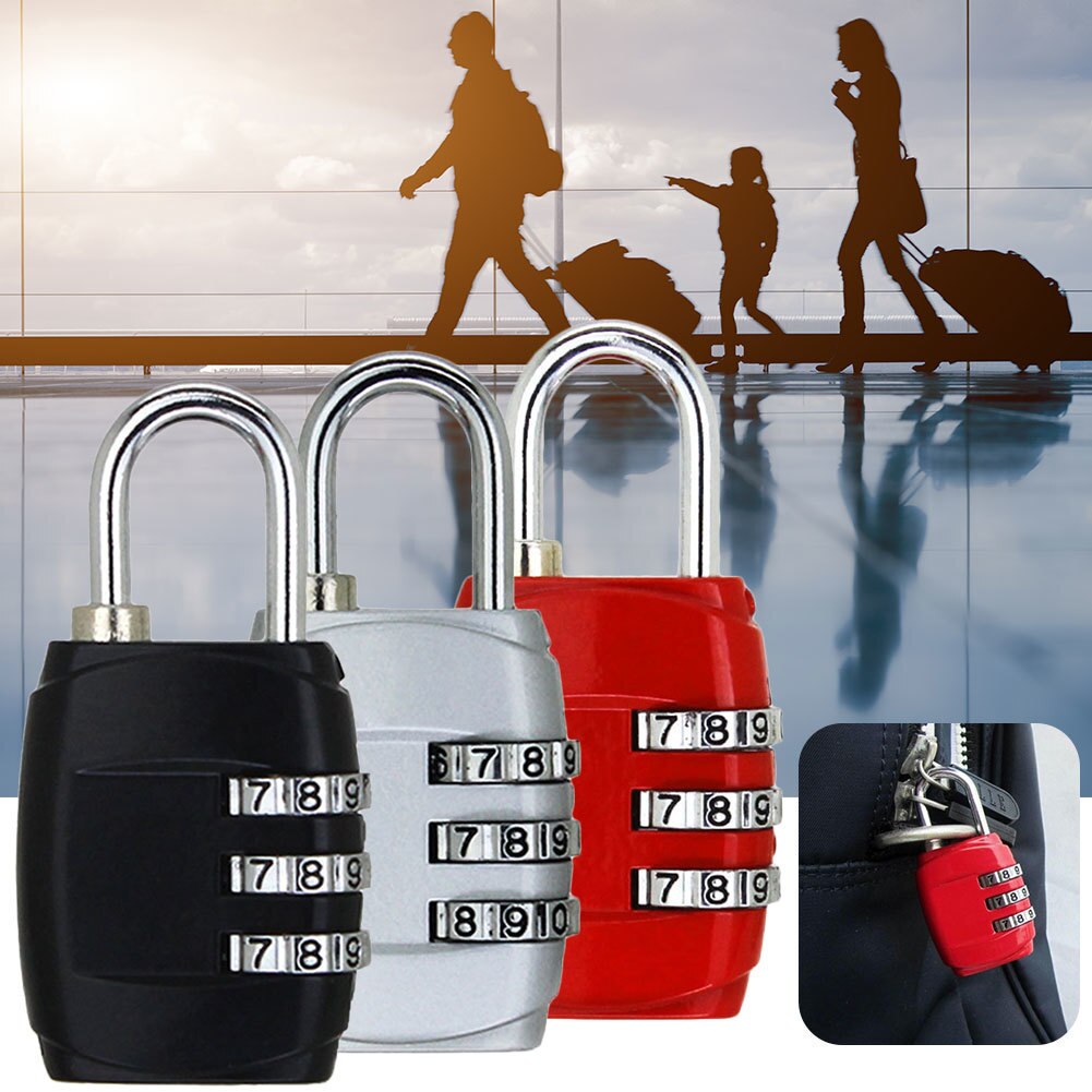 Bagage reselås 3 urtavla resehänglås enkelt dörrlås lösenord lås kombination för bagage resväska bagage gym locke