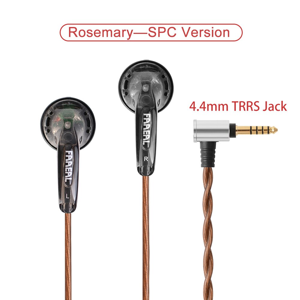 FAAEAL Rosemary Balanced 4.4mm 2.5mm TRRS 150ohms Earbuds 3.5mm Wired Hifi Music Earphones Heavy Bass Headsets For MP3 Amplifier: RS-4.4 TRRS-Gray